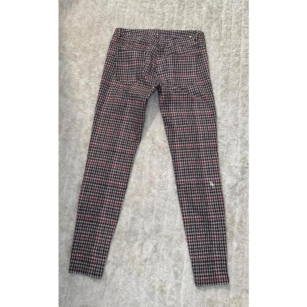 Zara red/brown/cream houndstooth plaid skinny jeans/slim stretch pants Size 6 - Picture 4 of 8